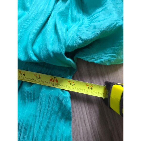 Trina Turk Aqua Crochet V-Neck Dress With Tassels & Drawstring Waist - Picture 7 of 7